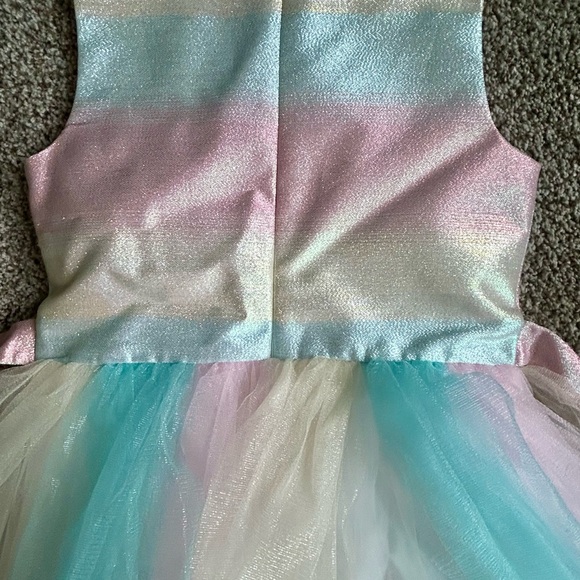 Bonnie Jean Girls Shimmering Pastel Rainbow Sleeveless Dress - Picture 11 of 12